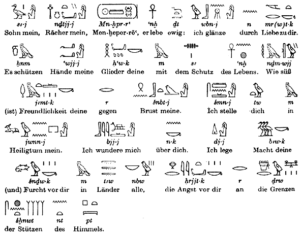 Hieroglyphen, bersetzt