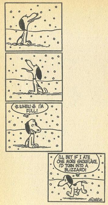 Snoopy frißt Schneeflocken